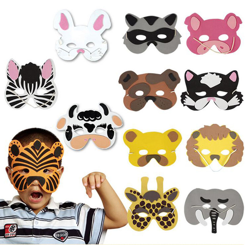 1 set/12Pcs Animal Head Mask for Cosplay halloween costume for Children Zoo Party Supplies mascaras de paintball